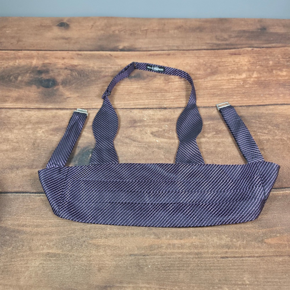 Molly Rodgers Cummerbund & Bowtie Purple Black Checkered Good Formal Accessory